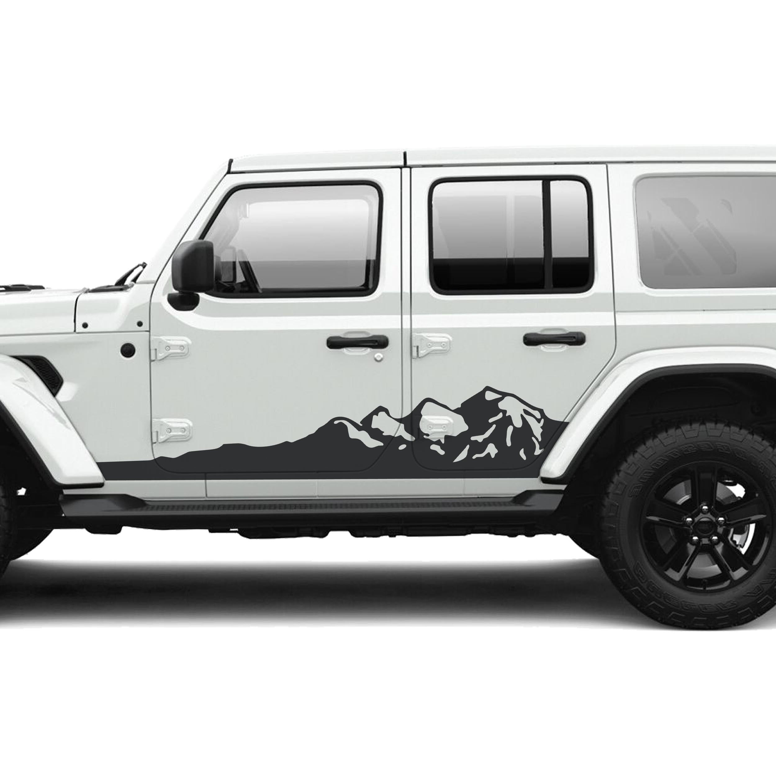 Mountain Rocker Panel Vinyl Graphic Kit - Fits Jeep Wrangler JLU 4 Door 2018+