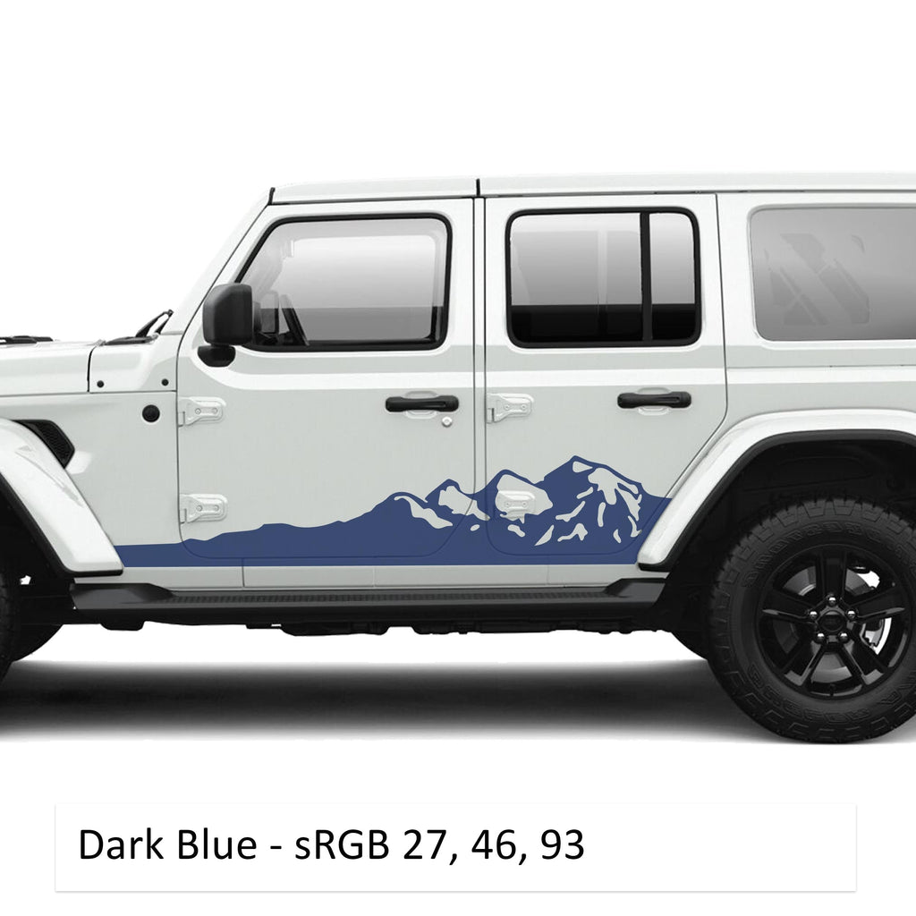Mountain Rocker Panel Vinyl Graphic Kit - Fits Jeep Wrangler JLU 4 Door 2018+