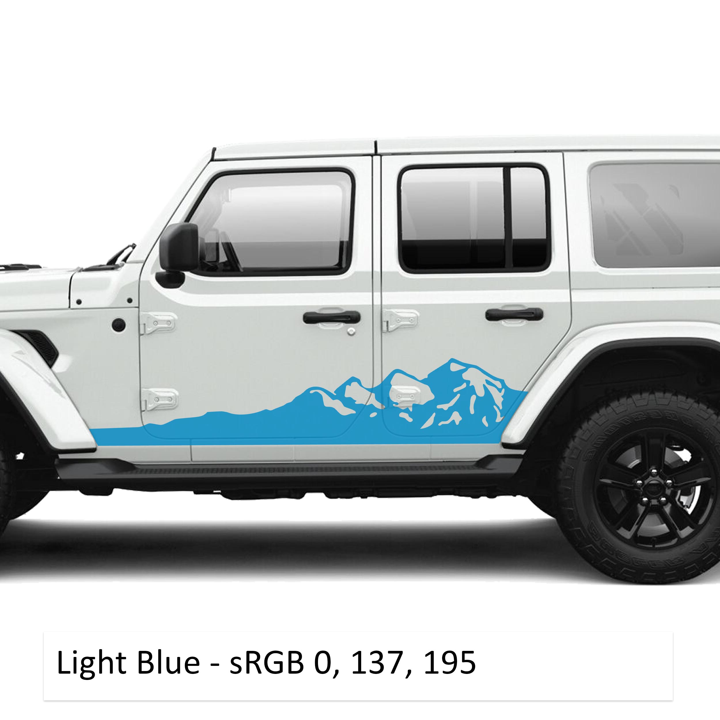 Mountain Rocker Panel Vinyl Graphic Kit - Fits Jeep Wrangler JLU 4 Door 2018+