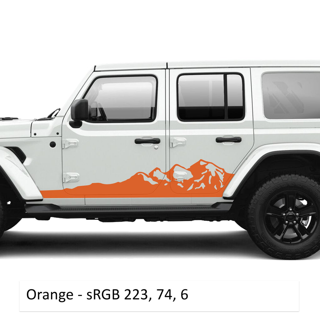 Mountain Rocker Panel Vinyl Graphic Kit - Fits Jeep Wrangler JLU 4 Door 2018+