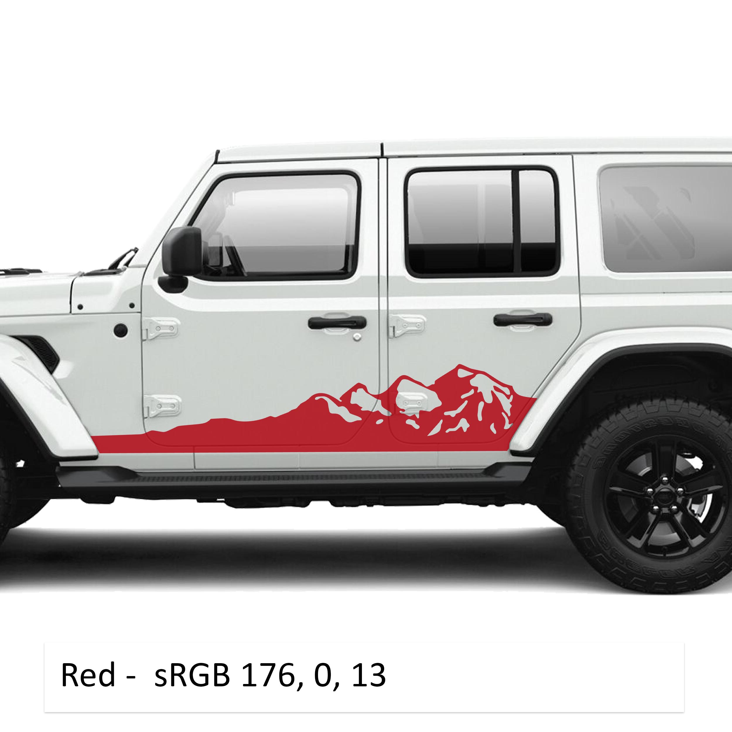 Mountain Rocker Panel Vinyl Graphic Kit - Fits Jeep Wrangler JLU 4 Door 2018+
