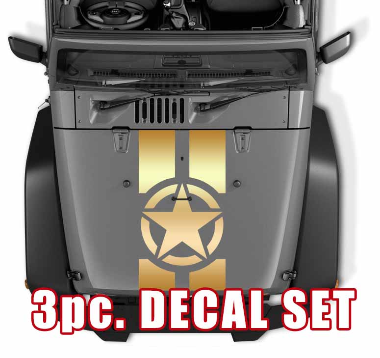 Alpha Romeo Military Star Black Out Hood 3 Piece Vinyl Decal Set