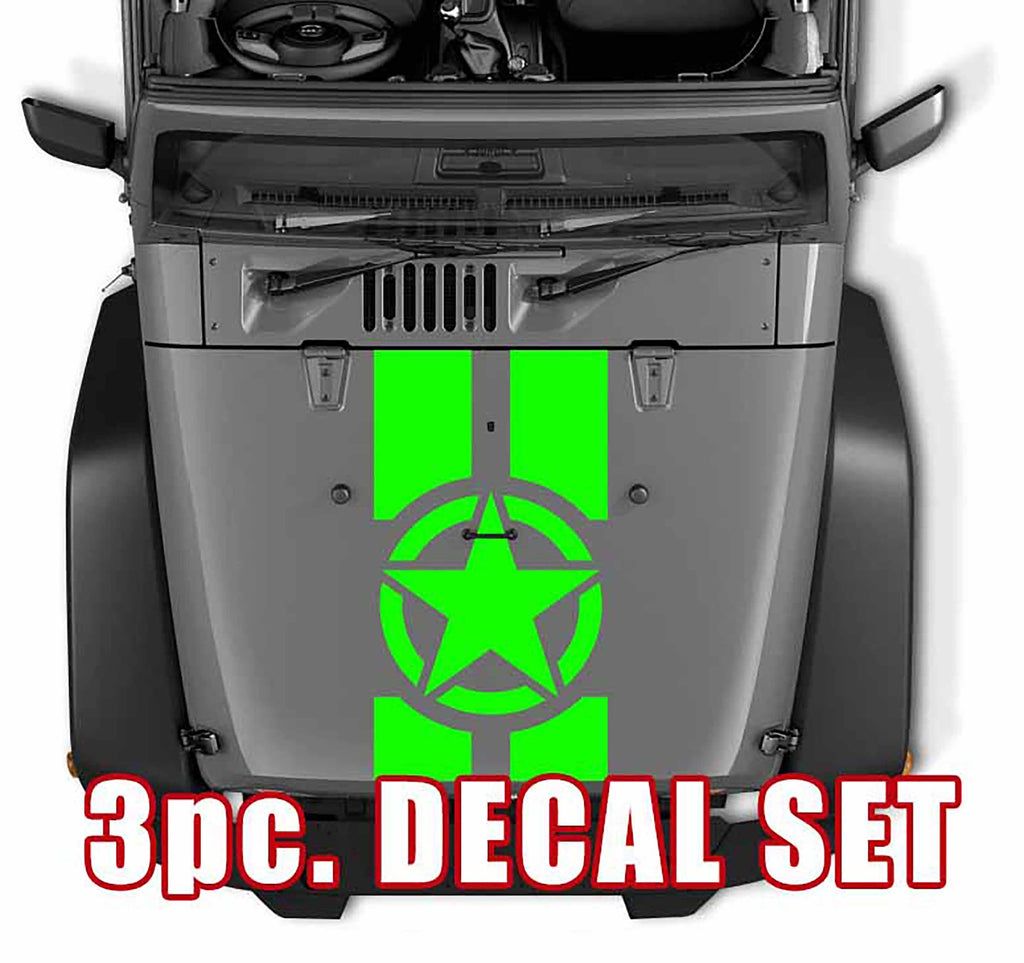 Alpha Romeo Military Star Black Out Hood 3 Piece Vinyl Decal Set