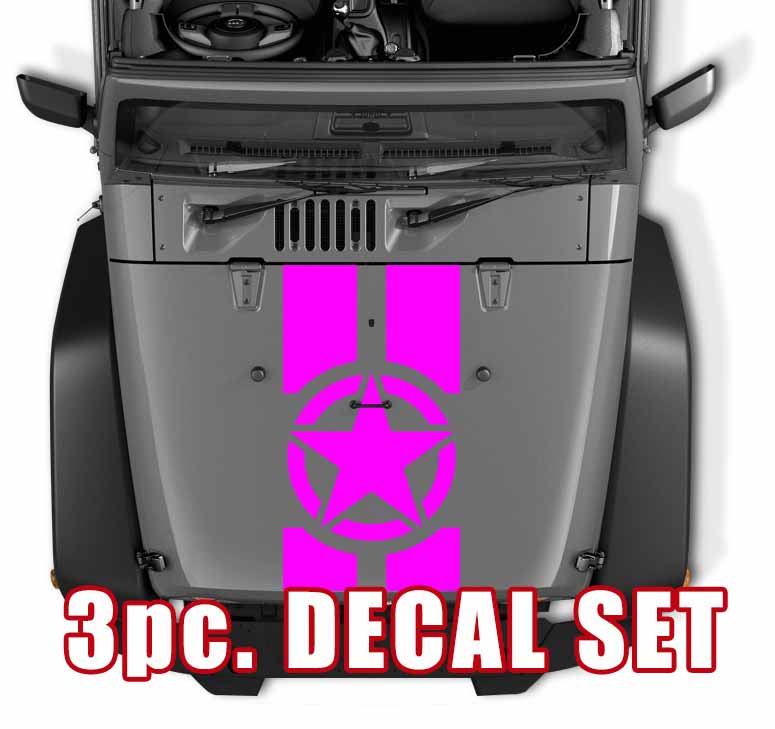 Alpha Romeo Military Star Black Out Hood 3 Piece Vinyl Decal Set
