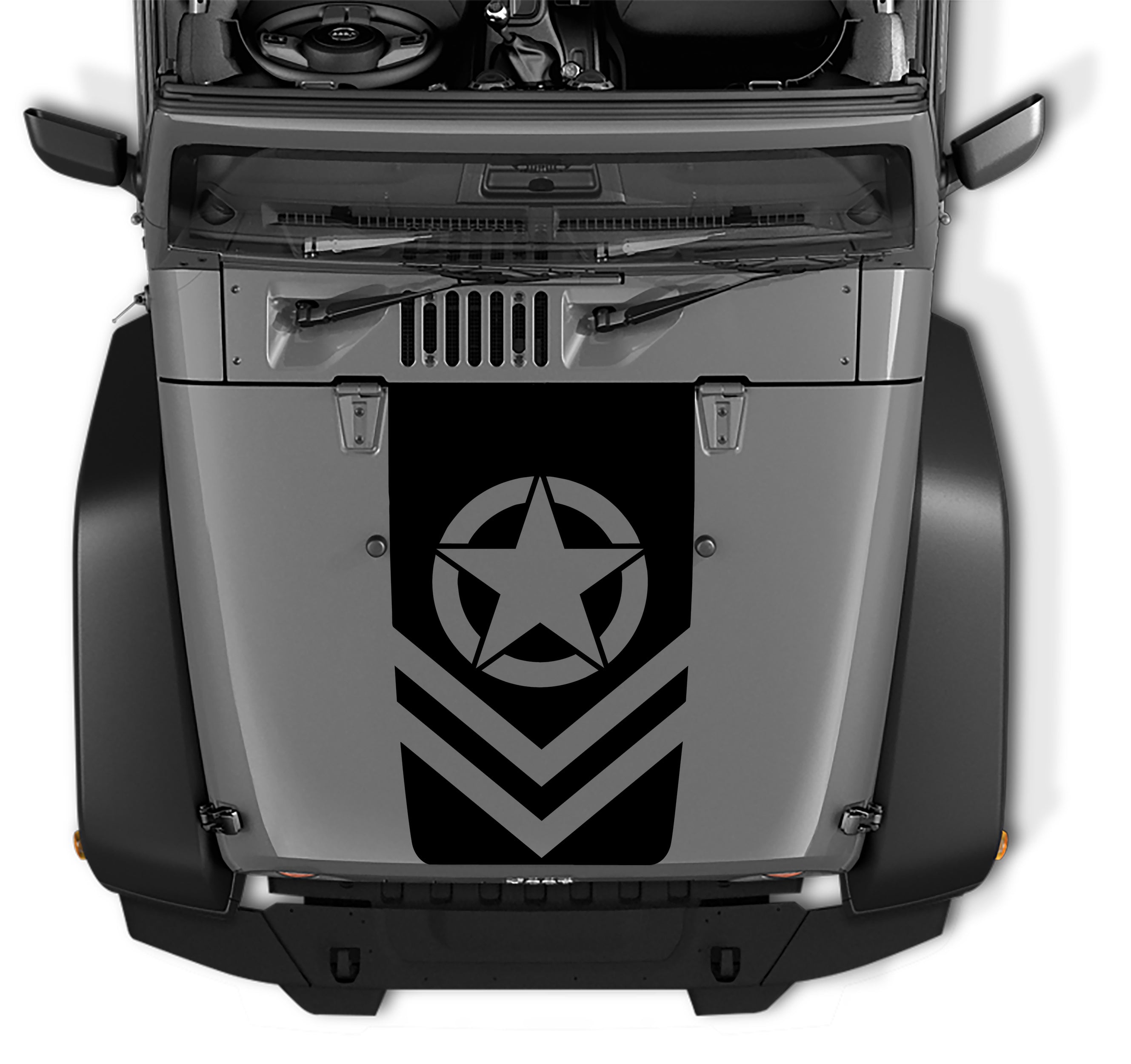 Chevron Alpha Romeo Army Star Black Out Hood Decal