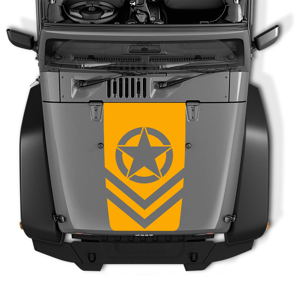 Chevron Alpha Romeo Army Star Black Out Hood Decal