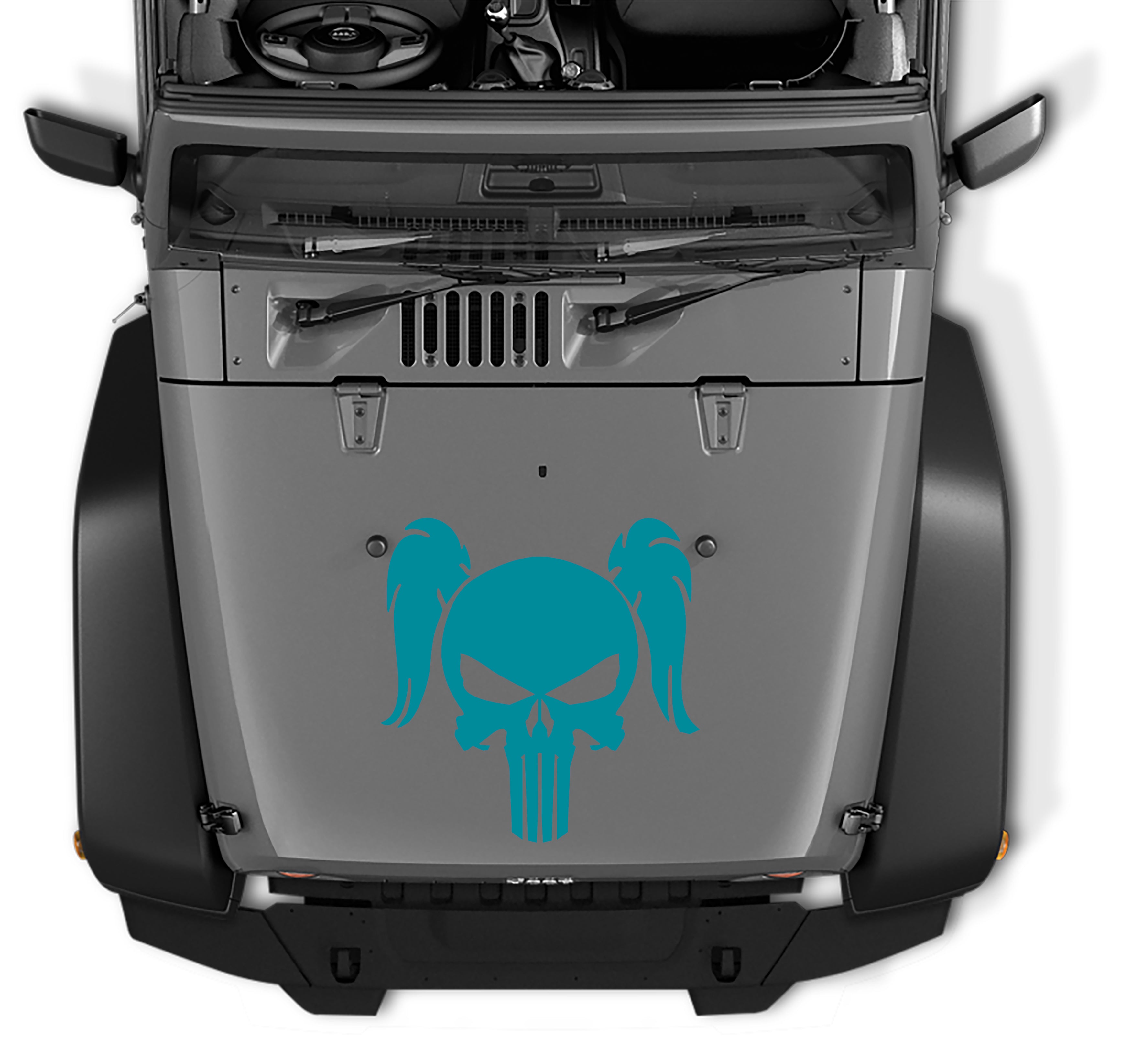 Female Pony Tail Punisher Skull Vinyl Decal