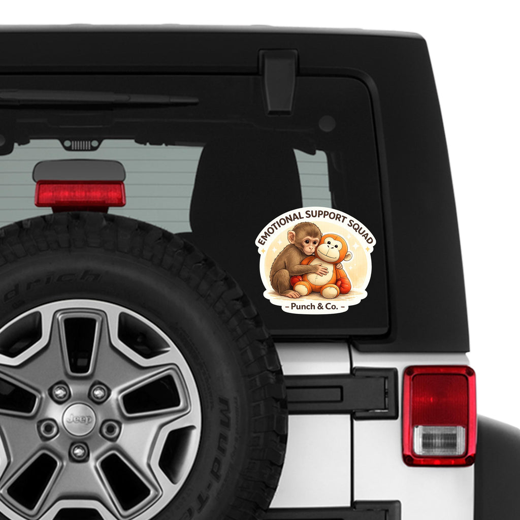 Baby Punch Monkey Emotional Support Squad Vinyl Sticker