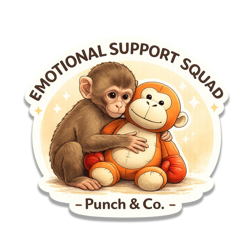Baby Punch Monkey Emotional Support Squad Vinyl Sticker