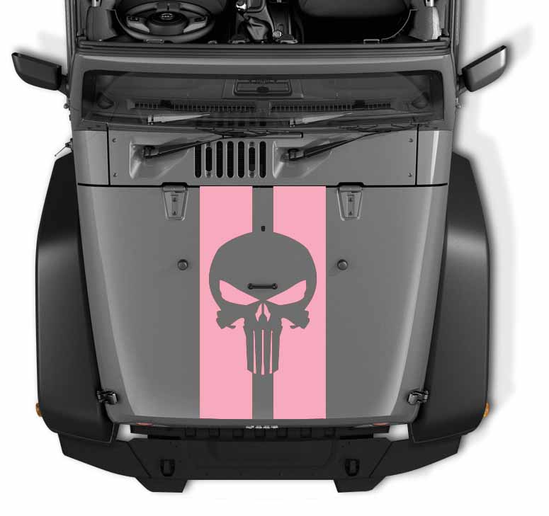 Skull Pin Stripe Blackout Hood Decal