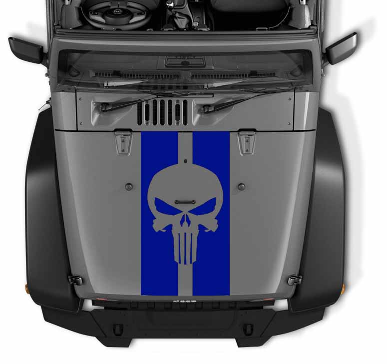 Skull Pin Stripe Blackout Hood Decal