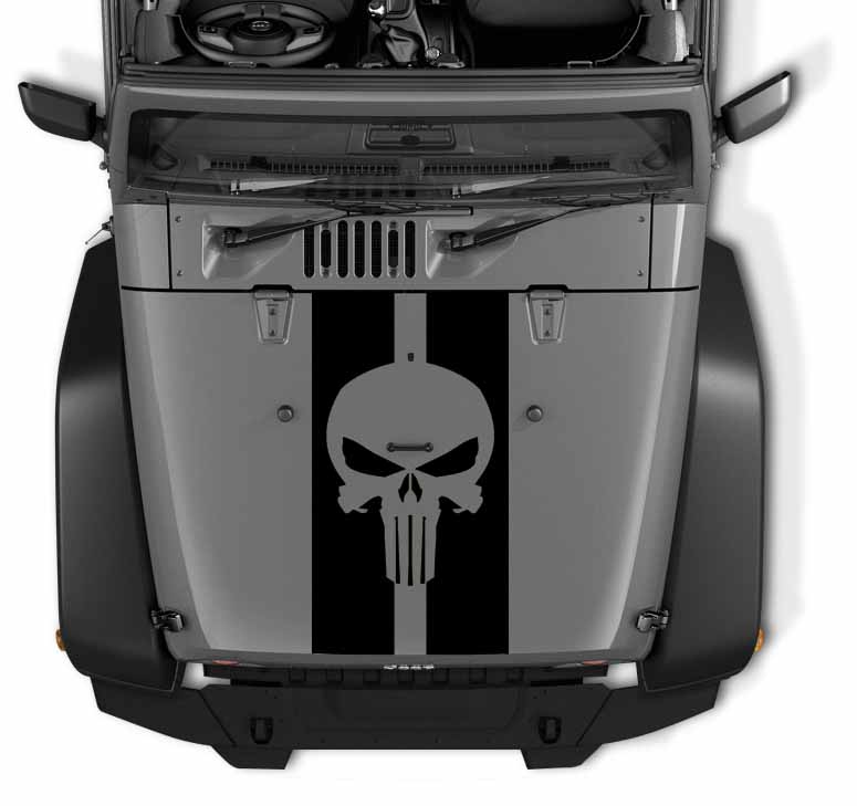 Skull Pin Stripe Blackout Hood Decal