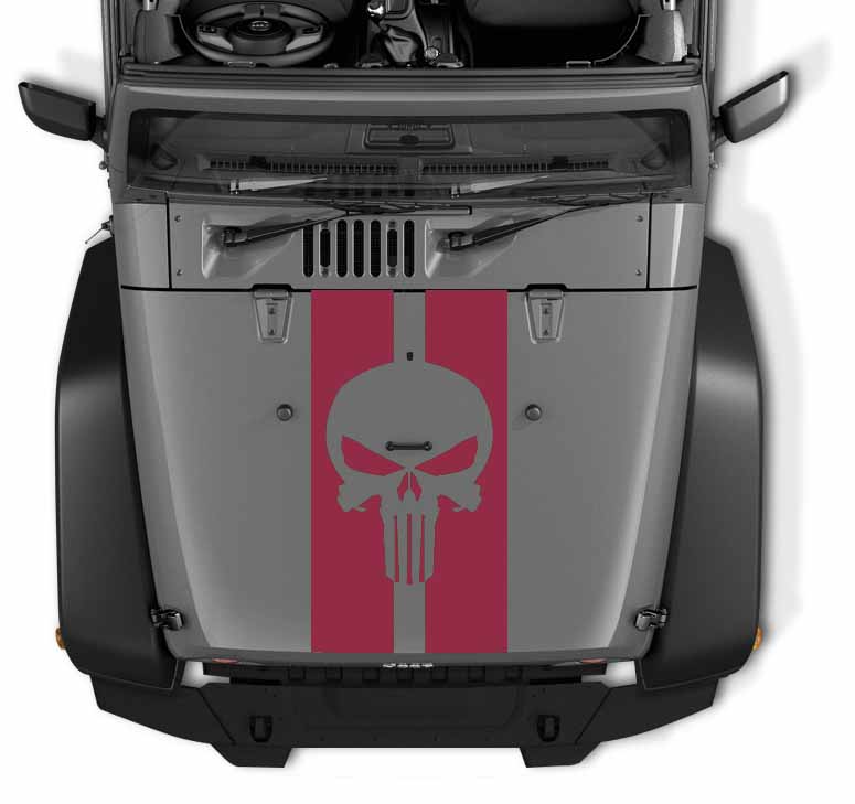Skull Pin Stripe Blackout Hood Decal