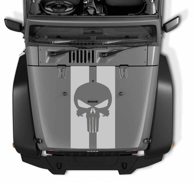 Skull Pin Stripe Blackout Hood Decal