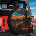 Halloween Faux Quilted Stitch Pumpkin Patch Tire Cover