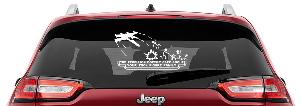 Star Wars Inspired X-Wing The Rebellion Doesn't Care Your Stick Figure Family Vinyl Decal