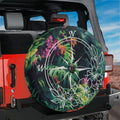 Tropical Compass Adventure spare tire cover with jungle compass on red Jeep Wrangler tailgate