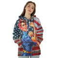 WWII Labor Woman American Flag All-Over Print Lightweight Hoodie