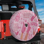Pink Cowgirl Night Out Spare Tire Cover With Backup Camera Hole Option