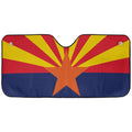 Arizona state flag accordion windshield sunshade laid flat with red yellow sunrays, copper star on navy field