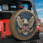 American Freedom Seal spare tire cover product shot showing the patriotic eagle crest centered on the round canvas cover
