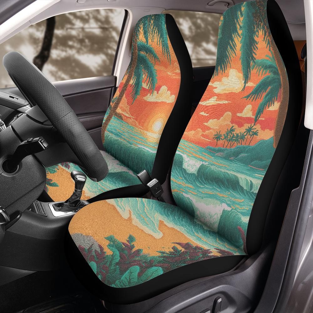Retro Beach Car Seat Covers for Front Bucket Seats – Universal Fit