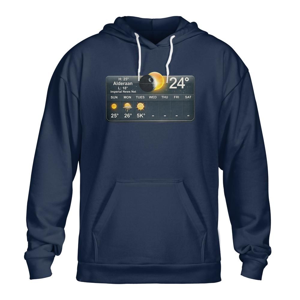 Alderaan Weather Hoodie: Galactic Humor Unisex Sweatshirt