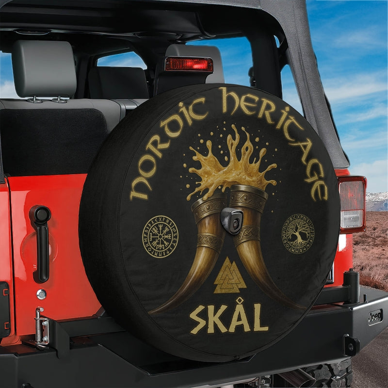 Nordic Heritage Skal Toast Spare Tire Cover With Backup Camera Hole