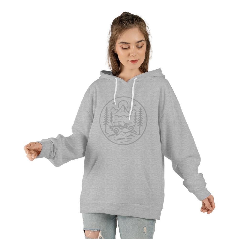 Moonlight Adventure Unisex Hoodie | Off Road Line Art Graphic