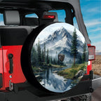 Scenic Mountain River Landscape Spare Tire Cover With Backup Camera Hole