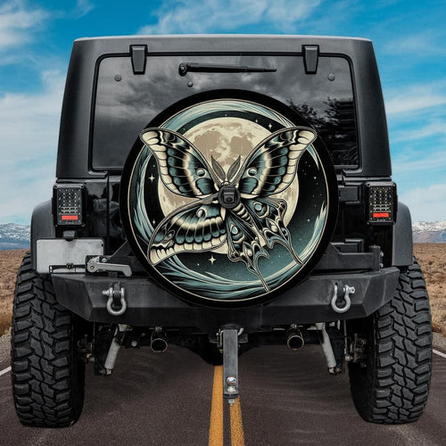 Boho Full Moon Lunar Moth Spare Tire Cover