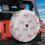 Powder Pink Coquette Bow Spare Tire Cover Backup Camera Option