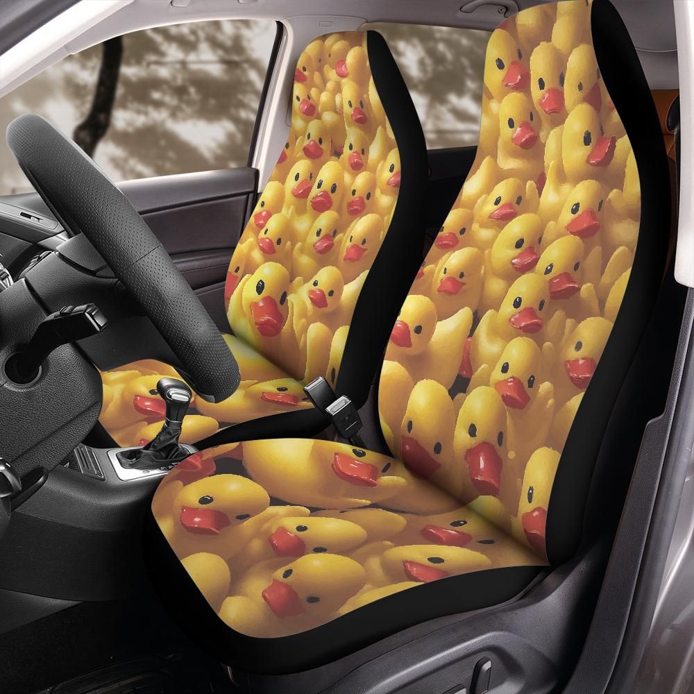 Rubber duck seat cover hero product shot on plain background, universal bucket seat fit