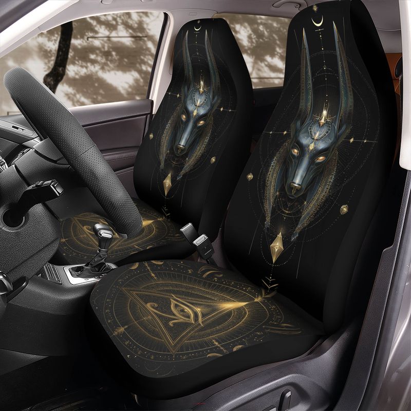 Egyptian Anubis Eye of Ra Front Car Seat Covers for Front Bucket Seats – Universal Fit