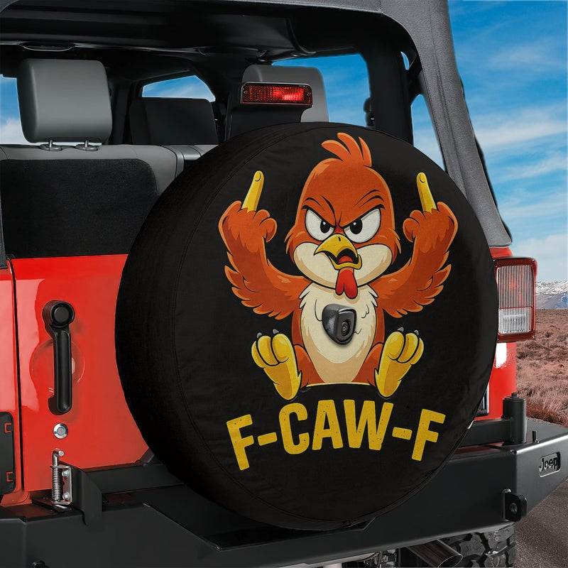 F-Caw-F Rooster Spare Tire Cover With Backup Camera Hole Option