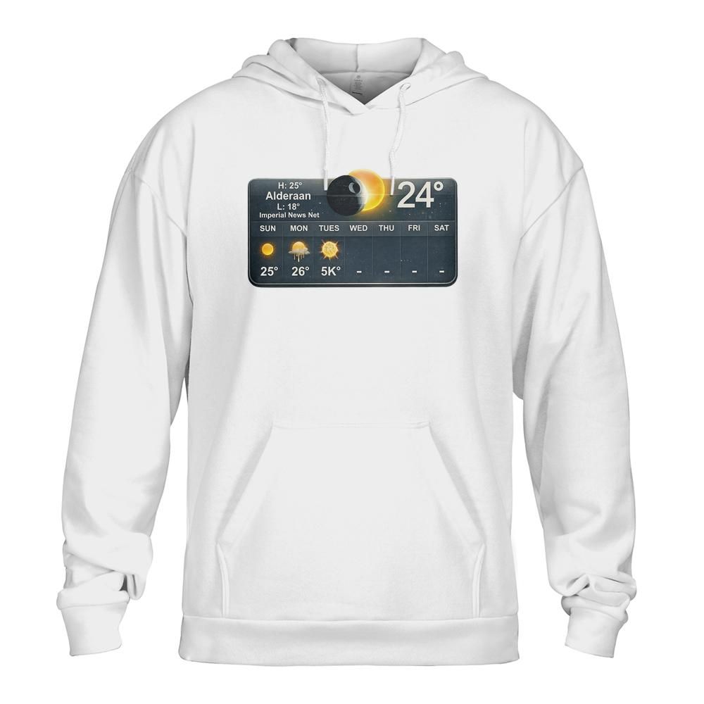 Alderaan Weather Hoodie: Galactic Humor Unisex Sweatshirt