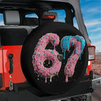 Six Seven Sprinkle Pink and Blue Glazed Donut Spare Tire Cover With Backup Camera Hole Option