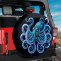 Blue Octopus Spare Tire Cover With Backup Camera Hole