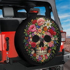 Pretty Deadly Floral Bloom Spare Tire Cover With Backup Camera Hole
