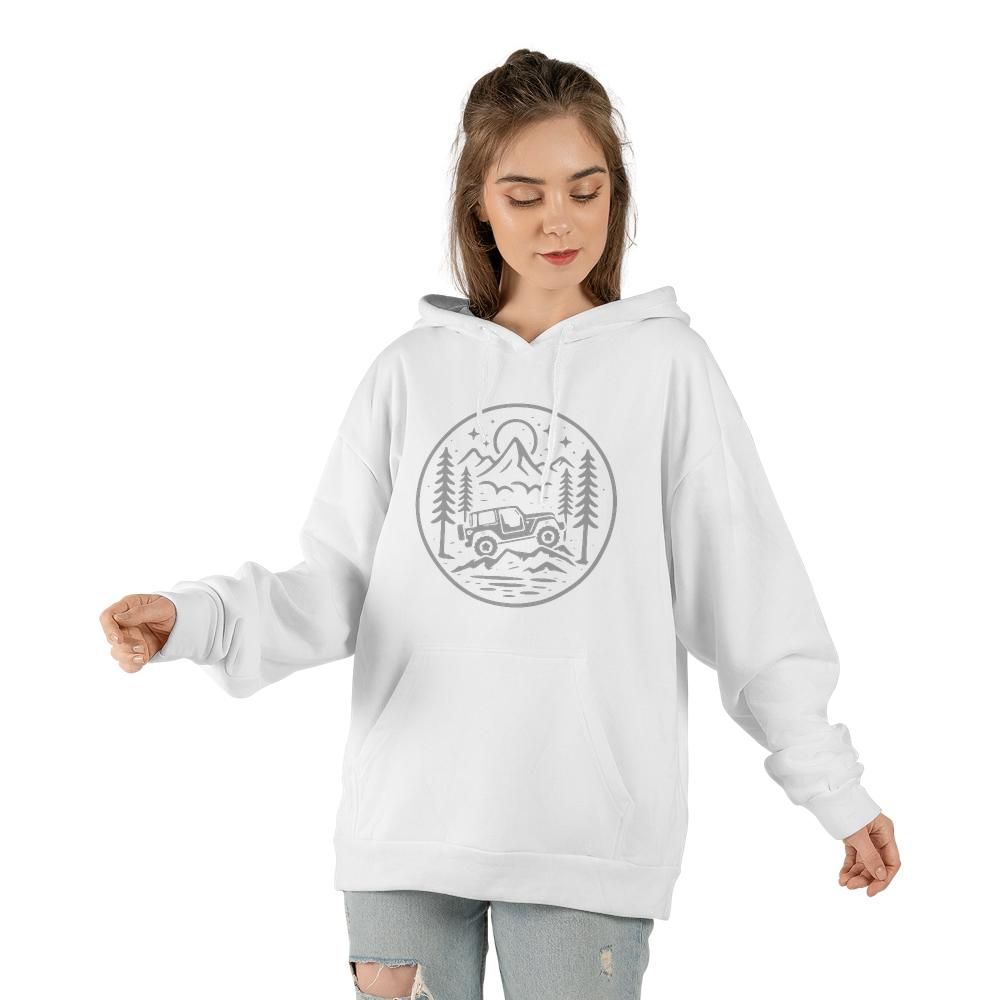 Moonlight Adventure Unisex Hoodie | Off Road Line Art Graphic