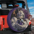 AstroBot Sentinel robot spare tire cover on red Jeep Wrangler with sci-fi space artwork