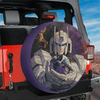 AstroBot Sentinel robot spare tire cover on red Jeep Wrangler with sci-fi space artwork