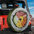 Kimbap sushi roll spare tire cover product photo of tuna cucumber egg and carrot on sticky rice