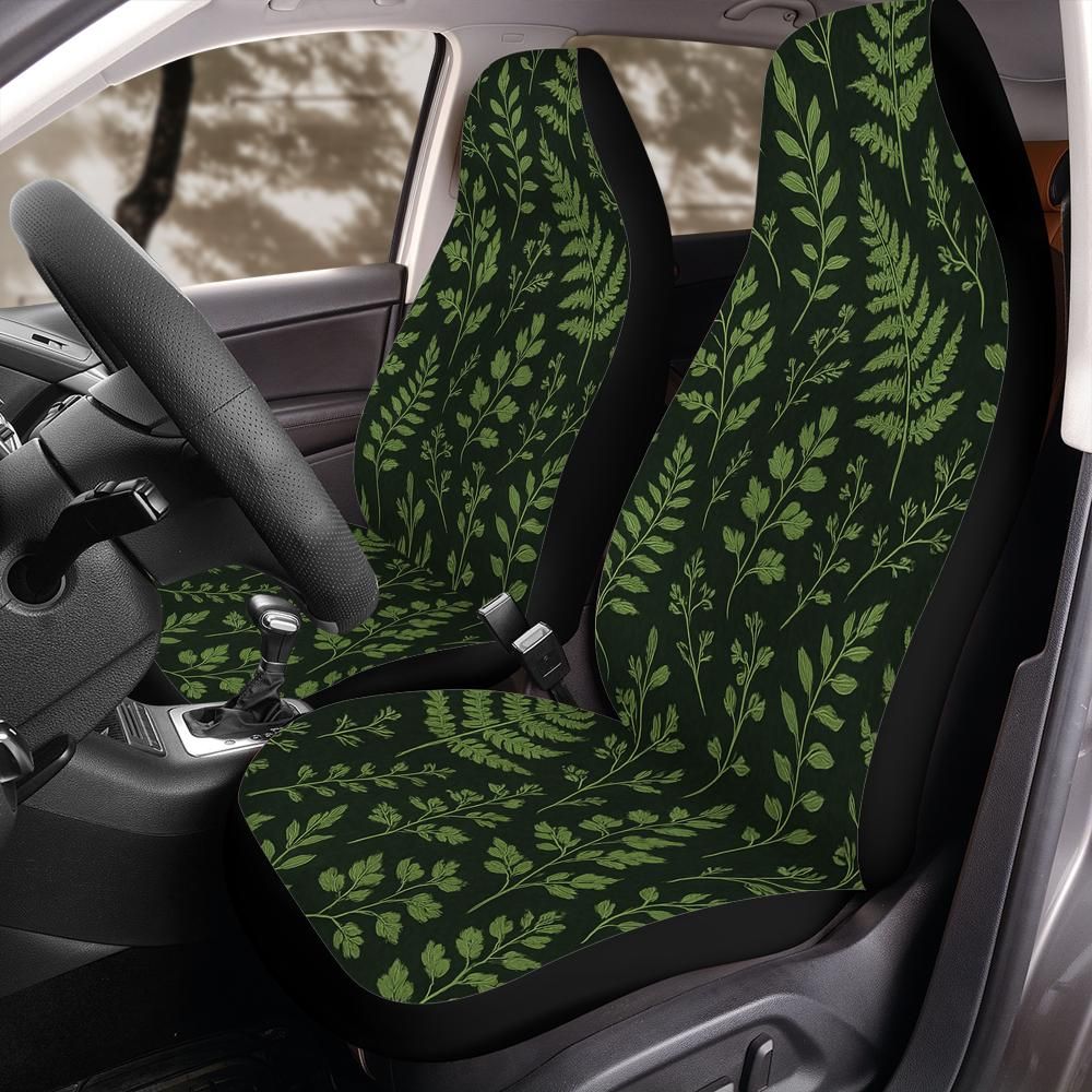 Botanical Fern Foliage Front Car Seat Covers for Front Bucket Seats – Universal Fit