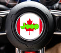 Canadian flag red maple leaf Jeep steering wheel airbag center decal overlay shown installed wheel