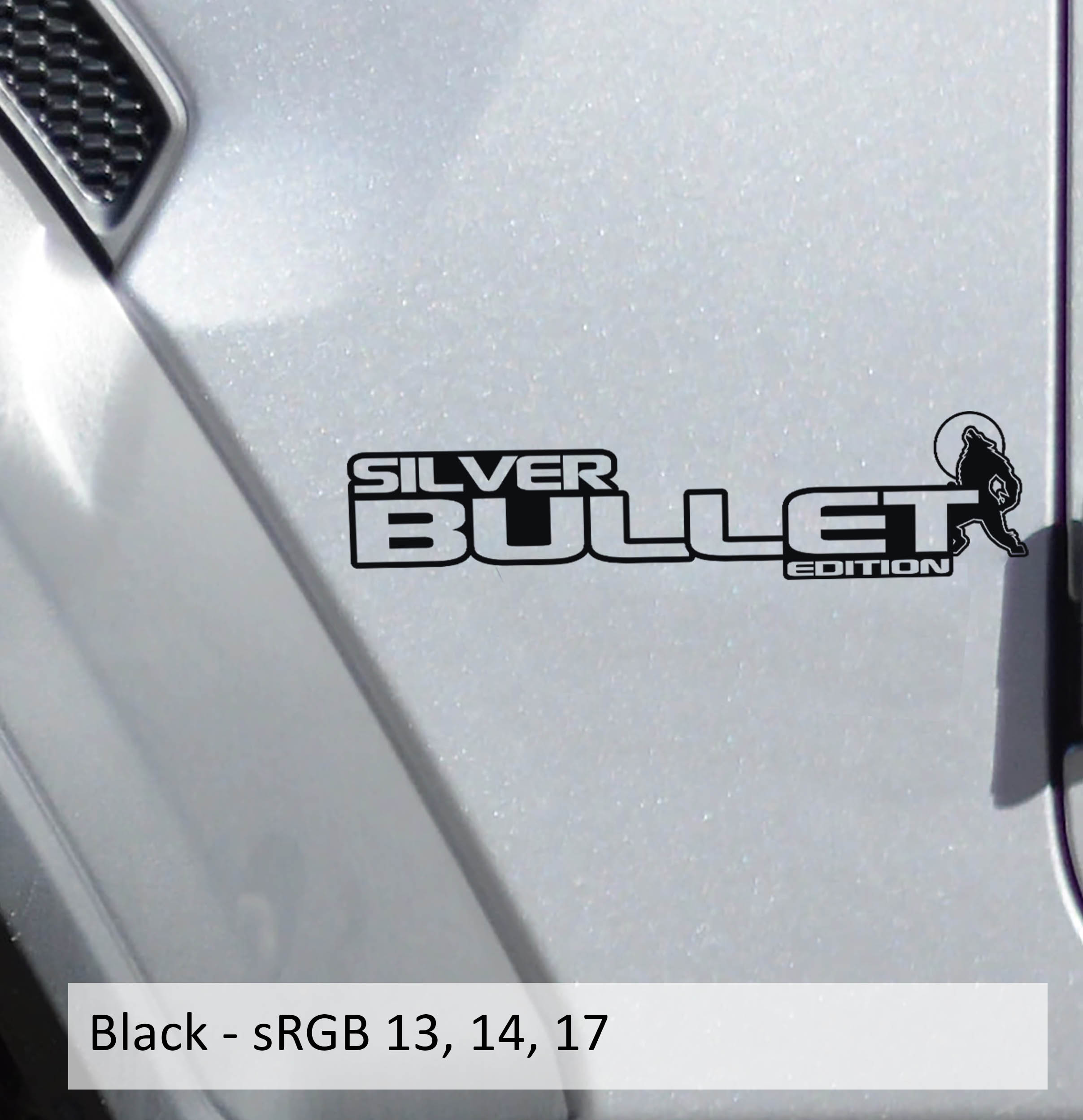 Black Silver Bullet Edition ram fender decal pair installed on Jeep Wrangler JL Gladiator JT cowl