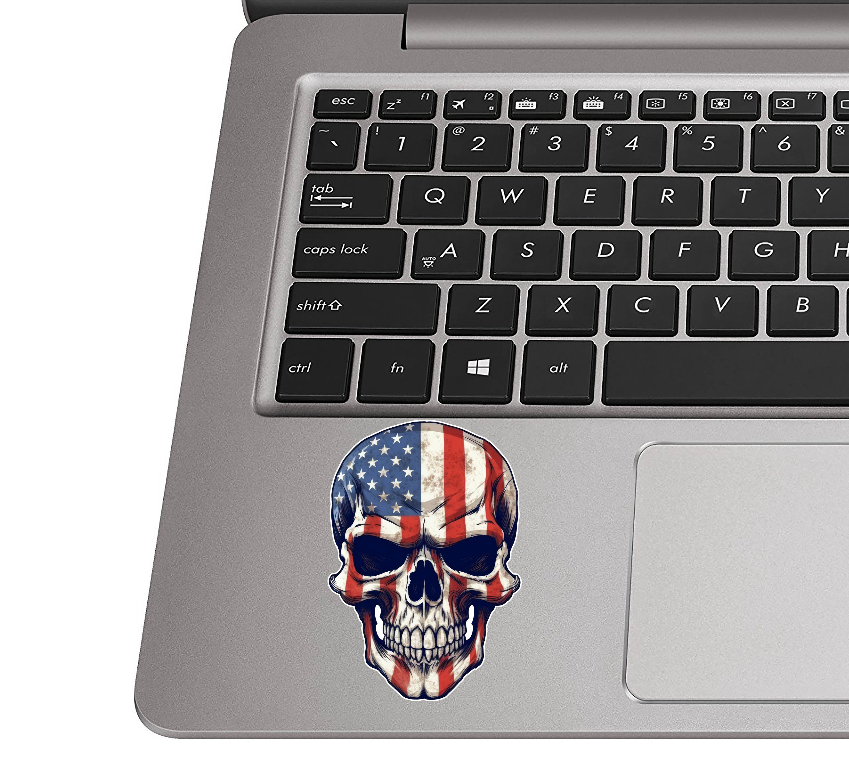  Skull With American Flag Overlay Vinyl Decal Sticker