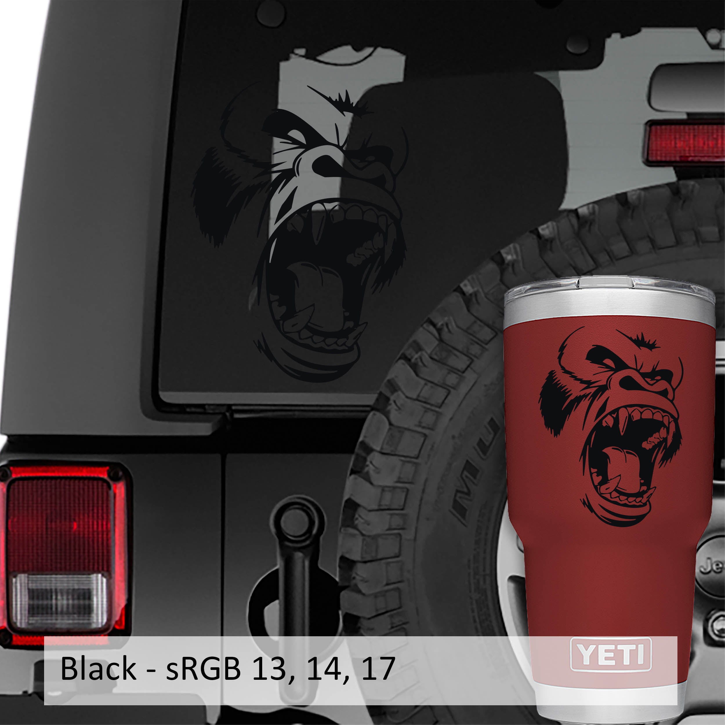 Snarling Kong Gorilla Face Vinyl Decal