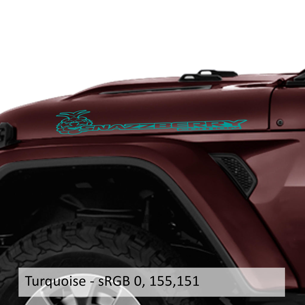 Turquoise Snazzberry Edition pineapple side hood decal color swatch for Wrangler JL