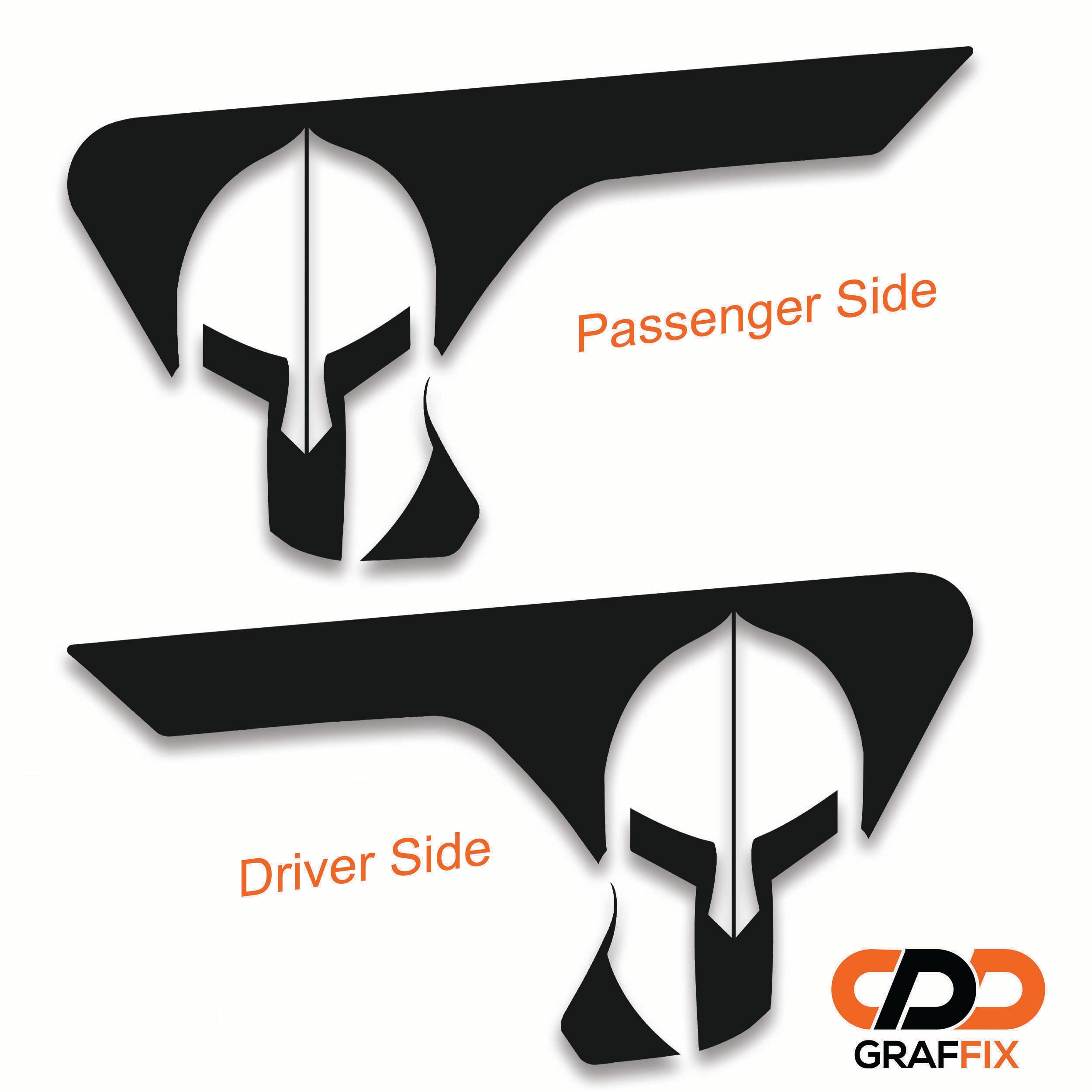 Spartan helmet decal shown installed on Jeep Wrangler JL factory billet style fender vent